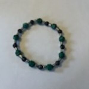 Jelly's Jewelry and Boutique Handcrafted Green/Black(Malachite)Beaded Bracelet
